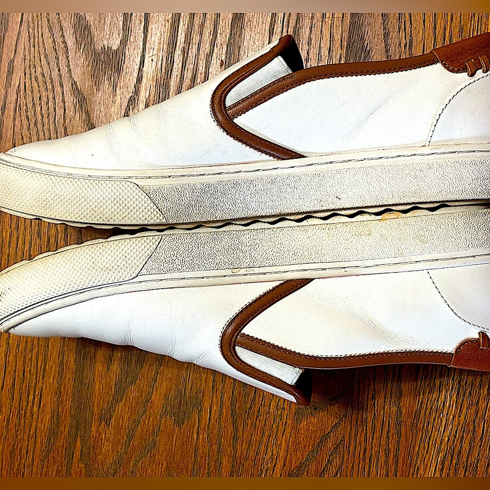 Coach Men’s Union Leather White,Brown Whip Stitched Detail At The Heel. Size 9.5 - Picture 9 of 14